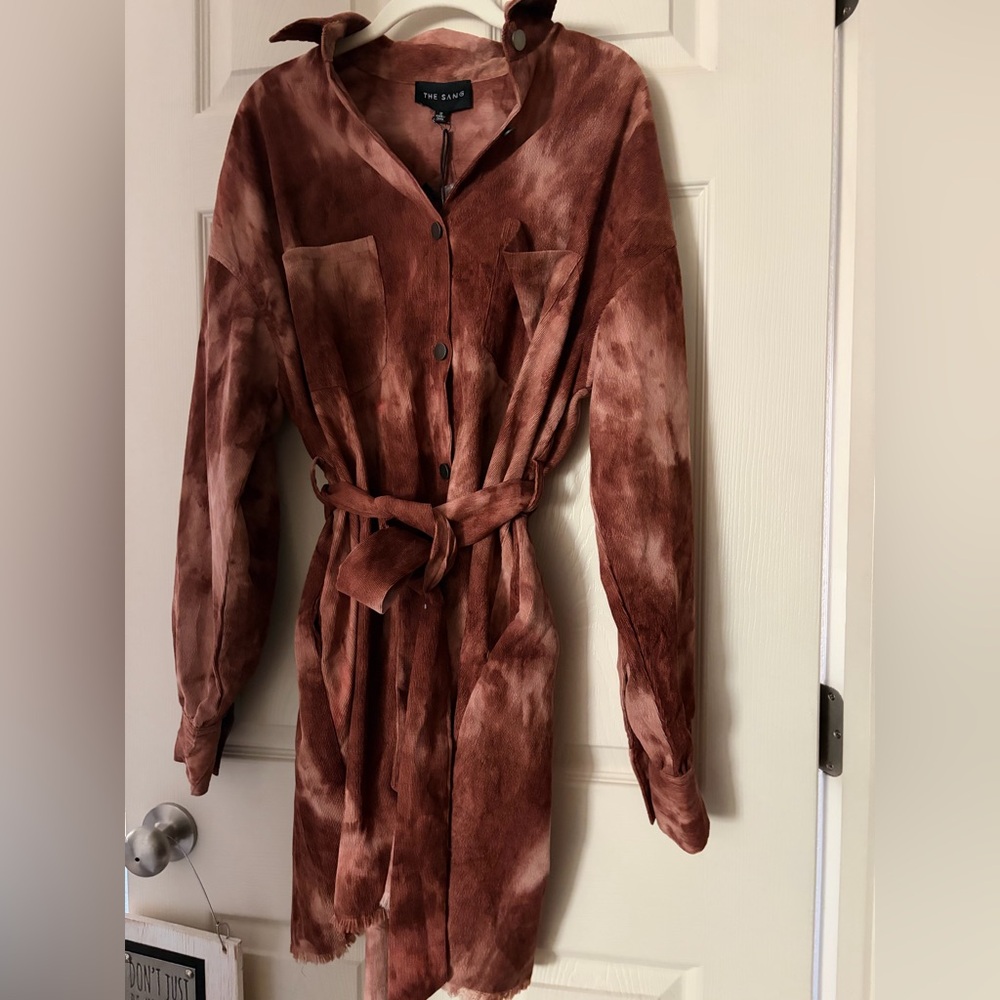 The Sang TieDye Dress Belt Button Down Boho Long Sleeve NWT Size M boutique